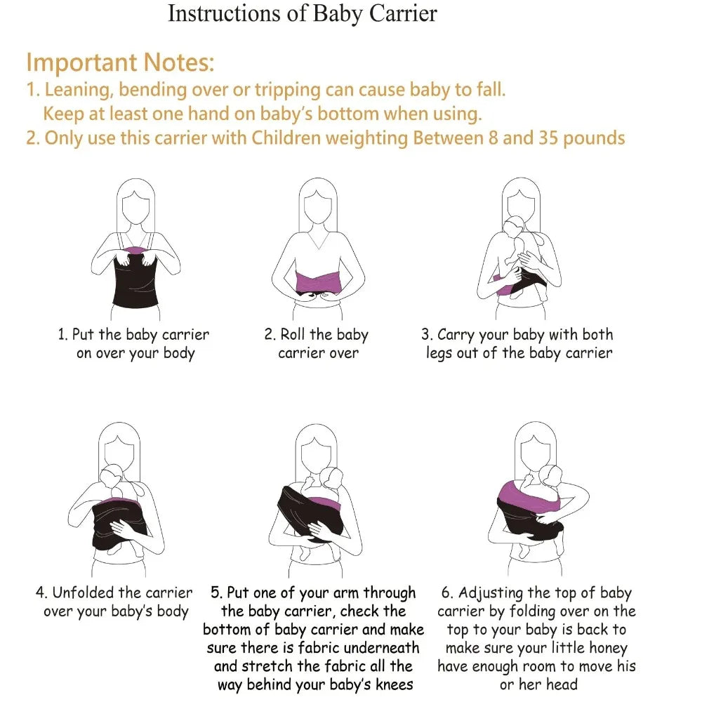 Unisex Baby Wrap Carrier Elasticity Hand Free Baby Carrier Slings Breathable Infant Carrier Slings for Newborn Up To 15KG