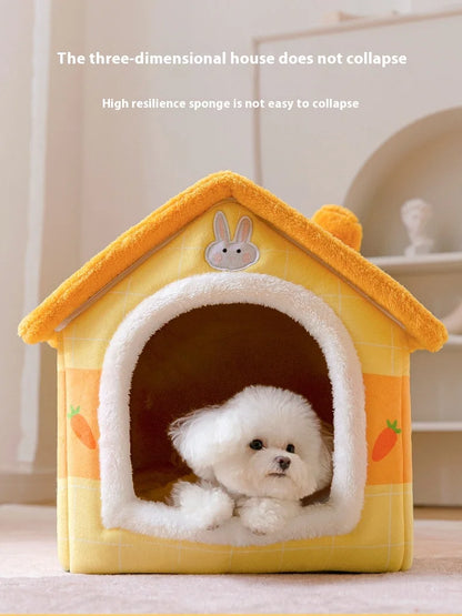 Dog bed Can Be Disassembled and Washed puppy tent For pet , Providing Warmth for Autumn and Winter, with Plush and Non Slip Mats