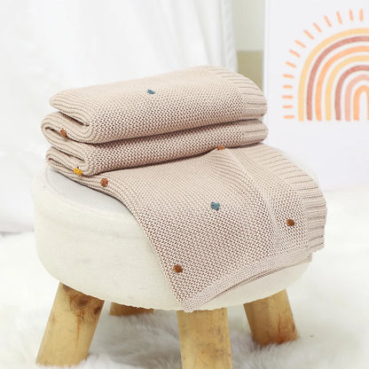 Ultra-Soft Knitted Baby Blanket – 90×70cm Cotton Swaddle Wrap