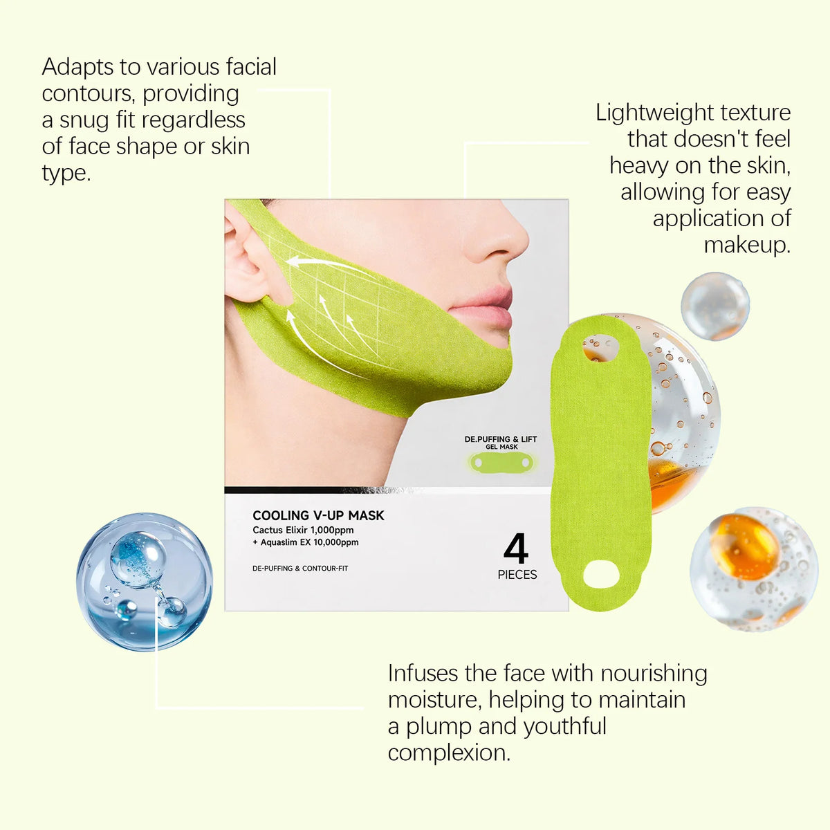 V-Line Contour Face Patches – Firming Caffeine Mask (4-Pack)