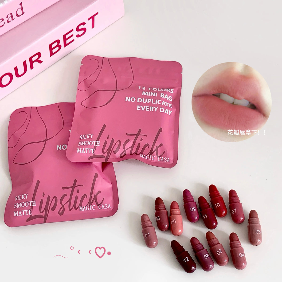 12-Color Matte Lip Balm Set – Long-Lasting Lipstick Gift Kit