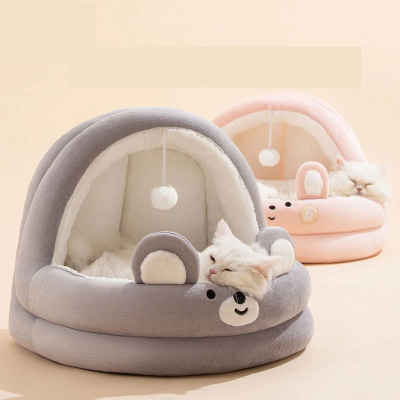 Dog Sofa Bed Winter Warm Lovely Hug Bear Plush Nest For Small Medium Dogs Cat Soft Sofa Cushion Indoor Mats Moistureproof Kennel