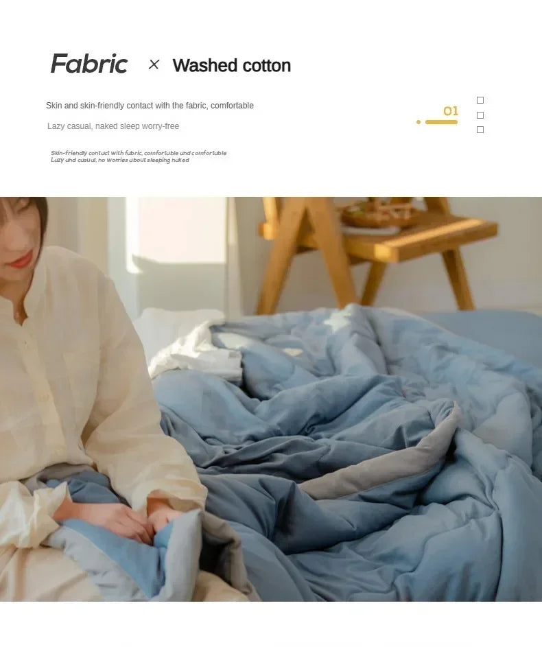 Japanese Quilted Cooling Summer Blanket Super Soft Skin-friendly Quilt Breathable Lightweight Comforter Air-conditioned Duvet