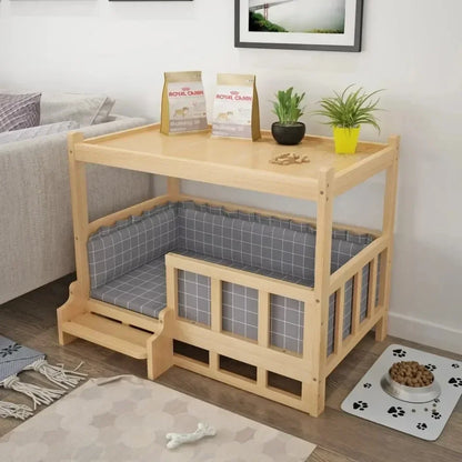 Solid Wood Dog Kennel Pets Bed Smooth Polished Teddy Dog Nest Golden Retriever Detachable Pet Bed Solid Wood Material Cat House