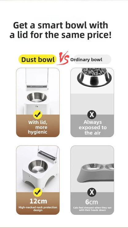 Smart Cat Bowl Pet Feeder Bowl Cat Dog Food Feeder Infrared Sensor Auto Open Cover Smart Feeder Anti-mouse Cat Food Dispenser