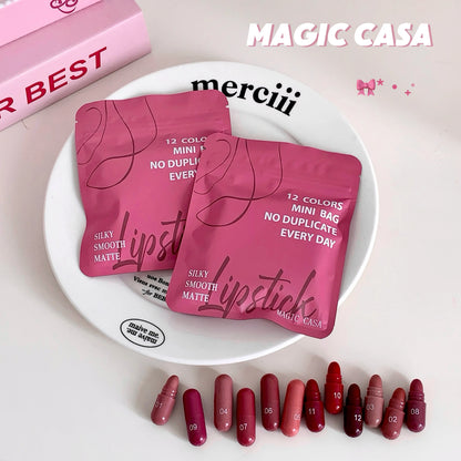 12-Color Matte Lip Balm Set – Long-Lasting Lipstick Gift Kit