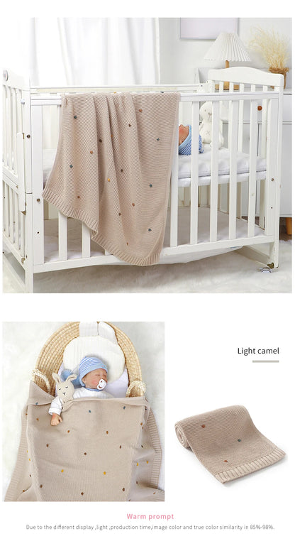 Ultra-Soft Knitted Baby Blanket – 90×70cm Cotton Swaddle Wrap