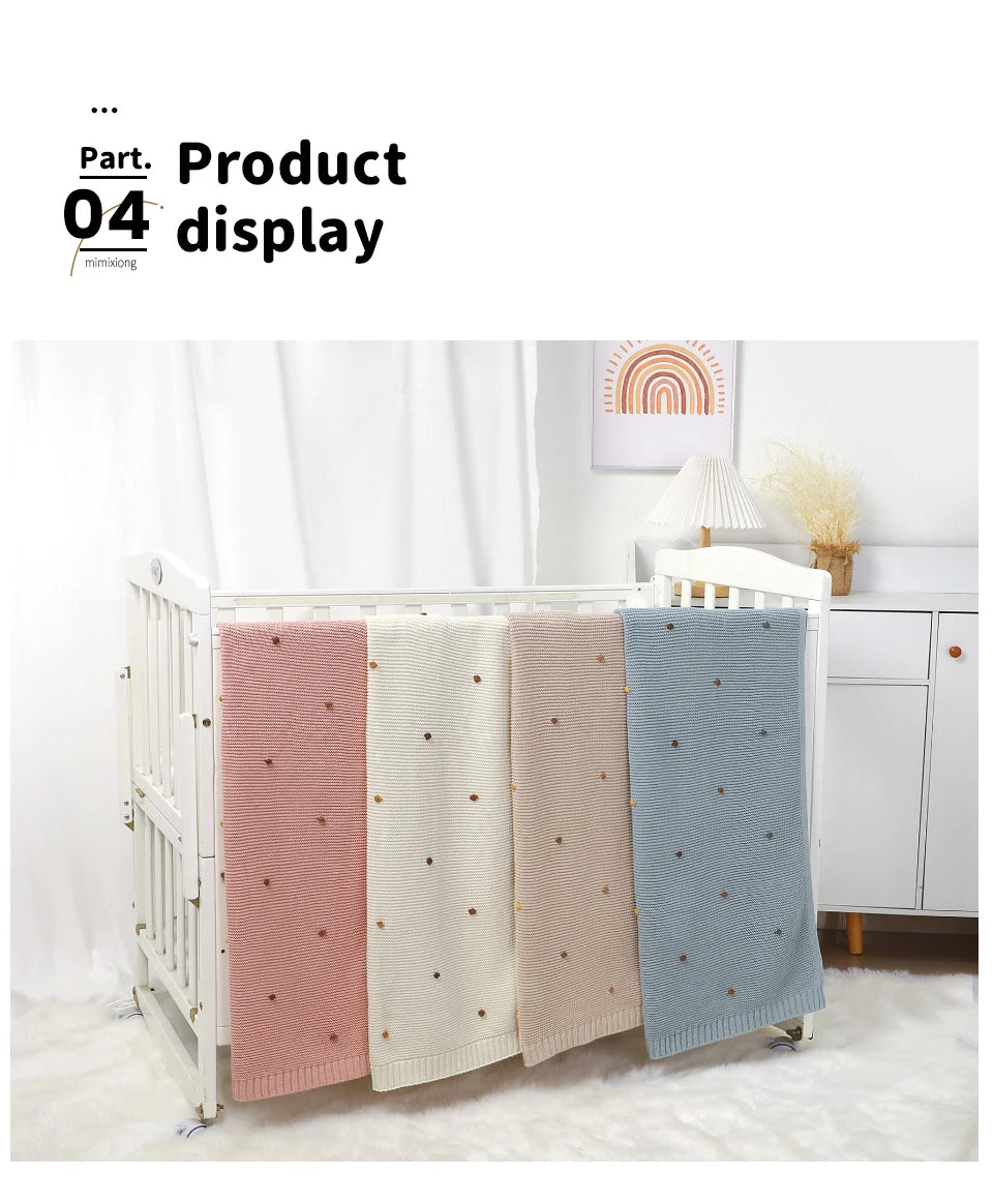 Ultra-Soft Knitted Baby Blanket – 90×70cm Cotton Swaddle Wrap