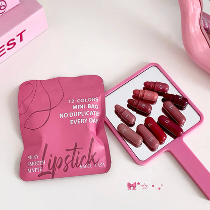 12-Color Matte Lip Balm Set – Long-Lasting Lipstick Gift Kit