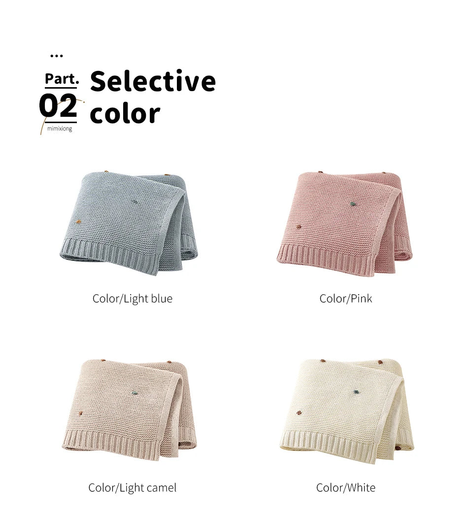 Ultra-Soft Knitted Baby Blanket – 90×70cm Cotton Swaddle Wrap
