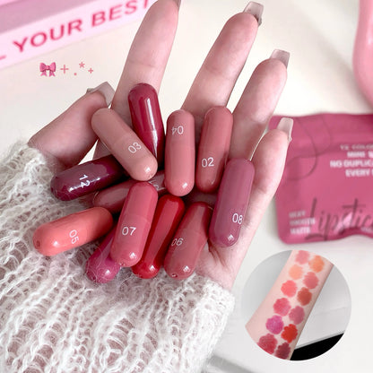 12-Color Matte Lip Balm Set – Long-Lasting Lipstick Gift Kit