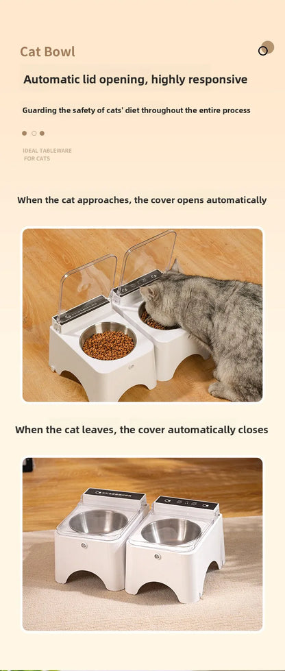 Smart Cat Bowl Pet Feeder Bowl Cat Dog Food Feeder Infrared Sensor Auto Open Cover Smart Feeder Anti-mouse Cat Food Dispenser