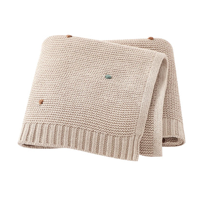 Ultra-Soft Knitted Baby Blanket – 90×70cm Cotton Swaddle Wrap