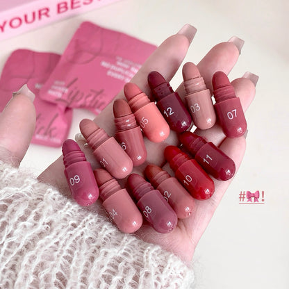 12-Color Matte Lip Balm Set – Long-Lasting Lipstick Gift Kit
