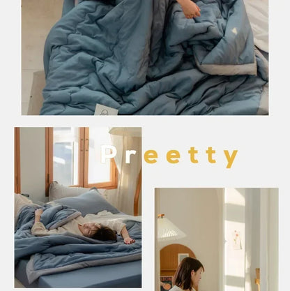 Japanese Quilted Cooling Summer Blanket Super Soft Skin-friendly Quilt Breathable Lightweight Comforter Air-conditioned Duvet