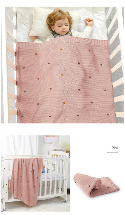 Ultra-Soft Knitted Baby Blanket – 90×70cm Cotton Swaddle Wrap