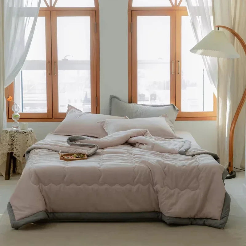 Japanese Quilted Cooling Summer Blanket Super Soft Skin-friendly Quilt Breathable Lightweight Comforter Air-conditioned Duvet