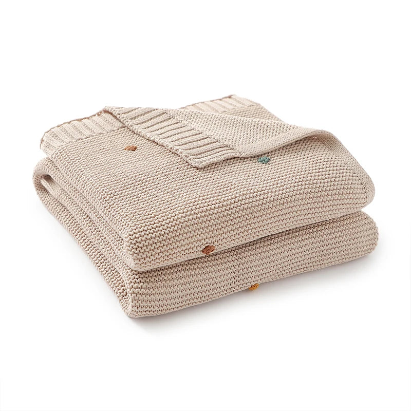 Ultra-Soft Knitted Baby Blanket – 90×70cm Cotton Swaddle Wrap