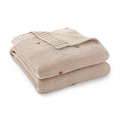 Ultra-Soft Knitted Baby Blanket – 90×70cm Cotton Swaddle Wrap
