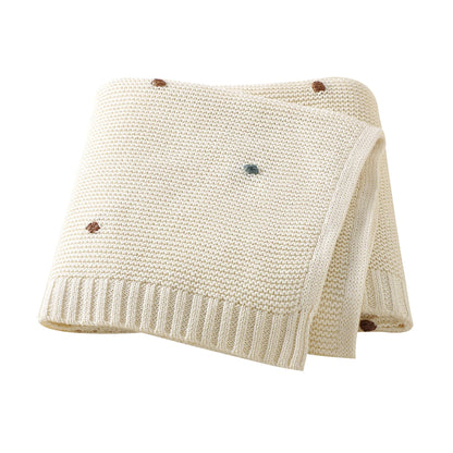 Ultra-Soft Knitted Baby Blanket – 90×70cm Cotton Swaddle Wrap