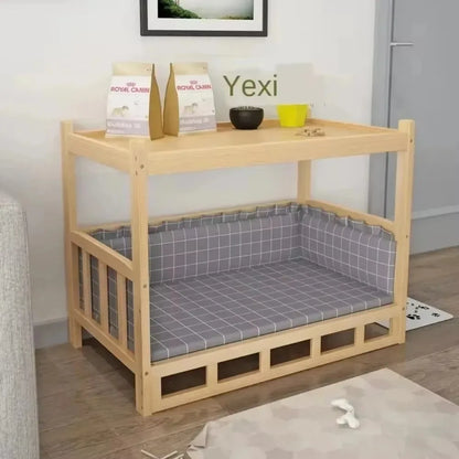 Solid Wood Dog Kennel Pets Bed Smooth Polished Teddy Dog Nest Golden Retriever Detachable Pet Bed Solid Wood Material Cat House