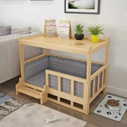 Solid Wood Dog Kennel Pets Bed Smooth Polished Teddy Dog Nest Golden Retriever Detachable Pet Bed Solid Wood Material Cat House