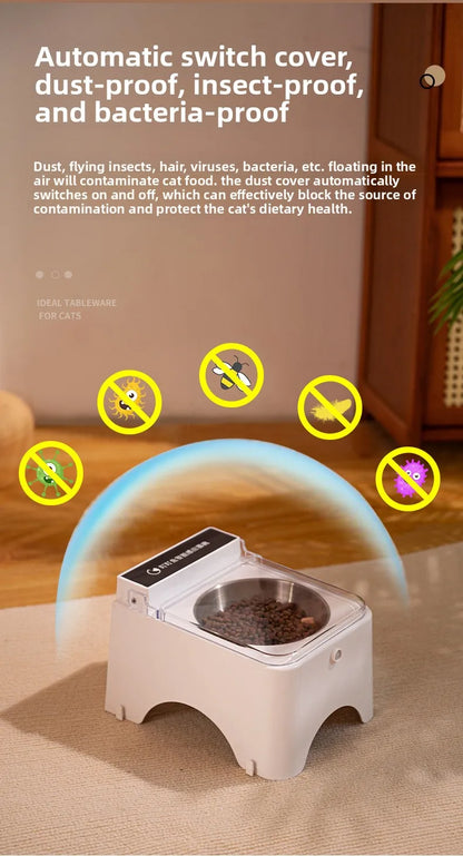 Smart Cat Bowl Pet Feeder Bowl Cat Dog Food Feeder Infrared Sensor Auto Open Cover Smart Feeder Anti-mouse Cat Food Dispenser