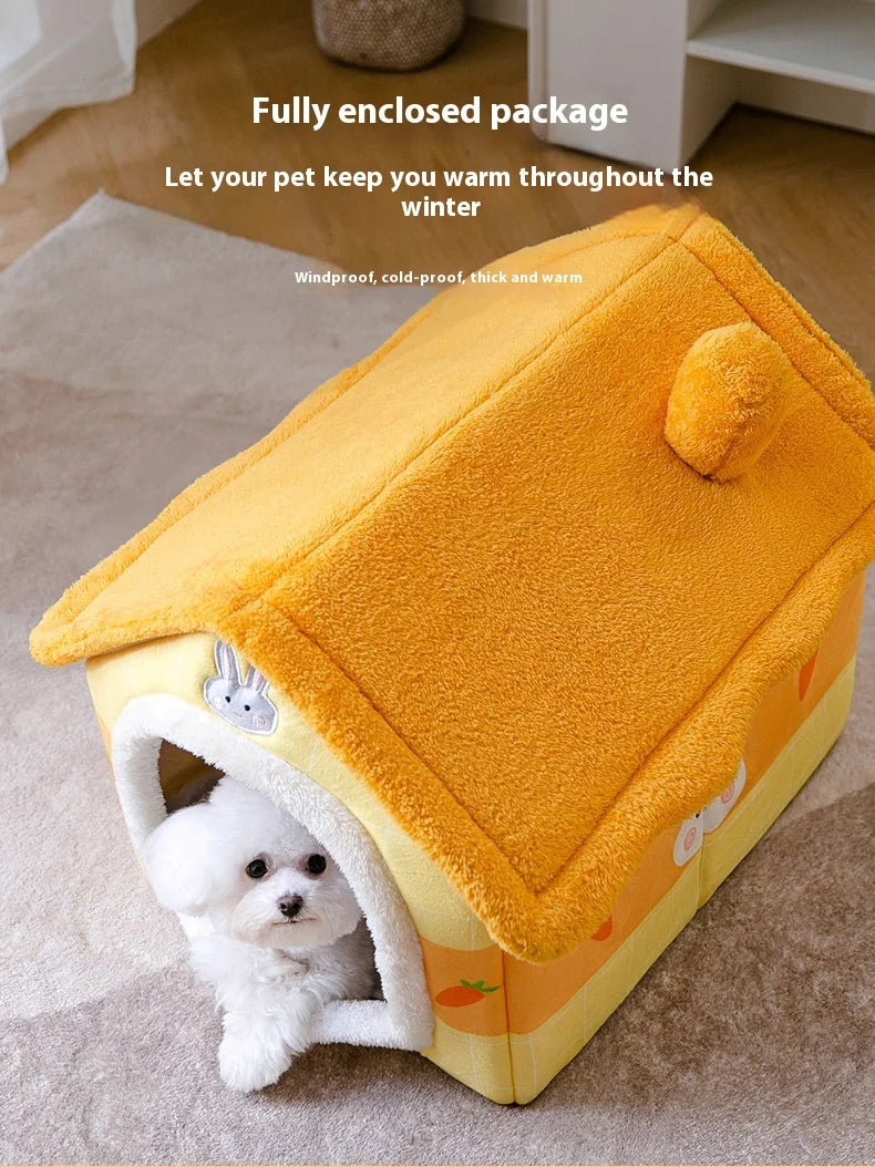 Dog bed Can Be Disassembled and Washed puppy tent For pet , Providing Warmth for Autumn and Winter, with Plush and Non Slip Mats