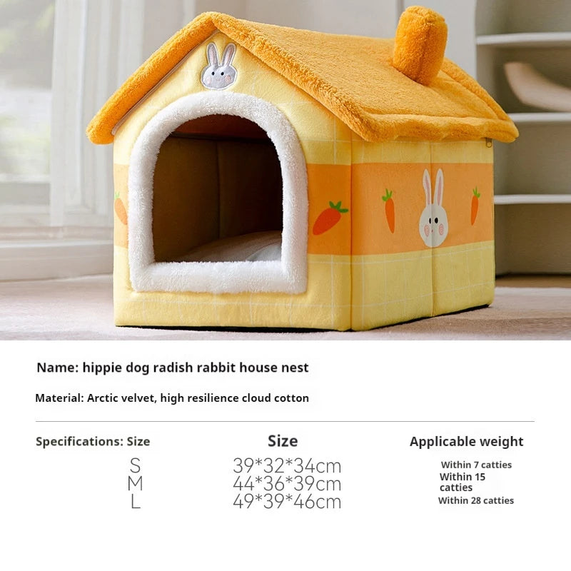 Dog bed Can Be Disassembled and Washed puppy tent For pet , Providing Warmth for Autumn and Winter, with Plush and Non Slip Mats
