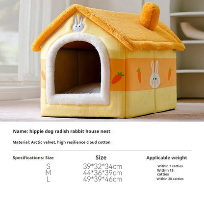 Dog bed Can Be Disassembled and Washed puppy tent For pet , Providing Warmth for Autumn and Winter, with Plush and Non Slip Mats