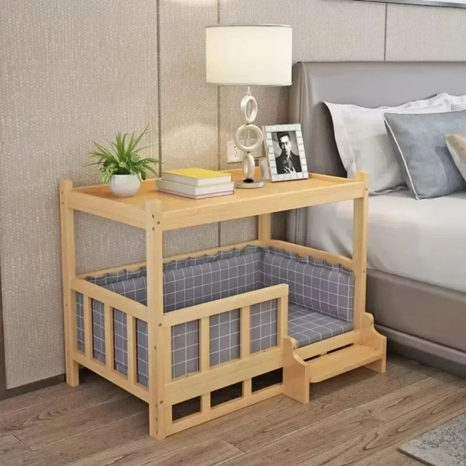 Solid Wood Dog Kennel Pets Bed Smooth Polished Teddy Dog Nest Golden Retriever Detachable Pet Bed Solid Wood Material Cat House
