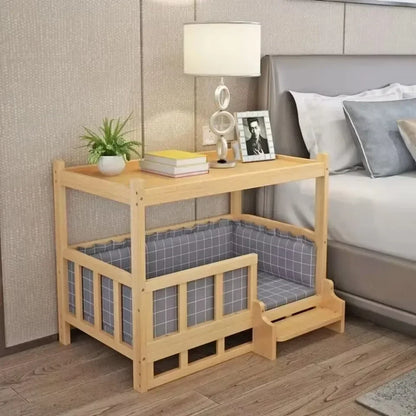 Solid Wood Dog Kennel Pets Bed Smooth Polished Teddy Dog Nest Golden Retriever Detachable Pet Bed Solid Wood Material Cat House