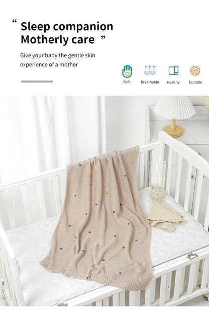 Ultra-Soft Knitted Baby Blanket – 90×70cm Cotton Swaddle Wrap