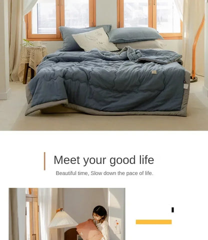Japanese Quilted Cooling Summer Blanket Super Soft Skin-friendly Quilt Breathable Lightweight Comforter Air-conditioned Duvet