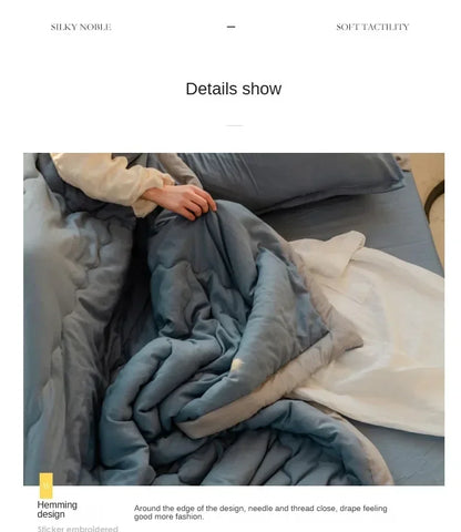 Japanese Quilted Cooling Summer Blanket Super Soft Skin-friendly Quilt Breathable Lightweight Comforter Air-conditioned Duvet