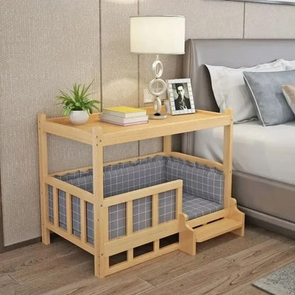 Solid Wood Dog Kennel Pets Bed Smooth Polished Teddy Dog Nest Golden Retriever Detachable Pet Bed Solid Wood Material Cat House