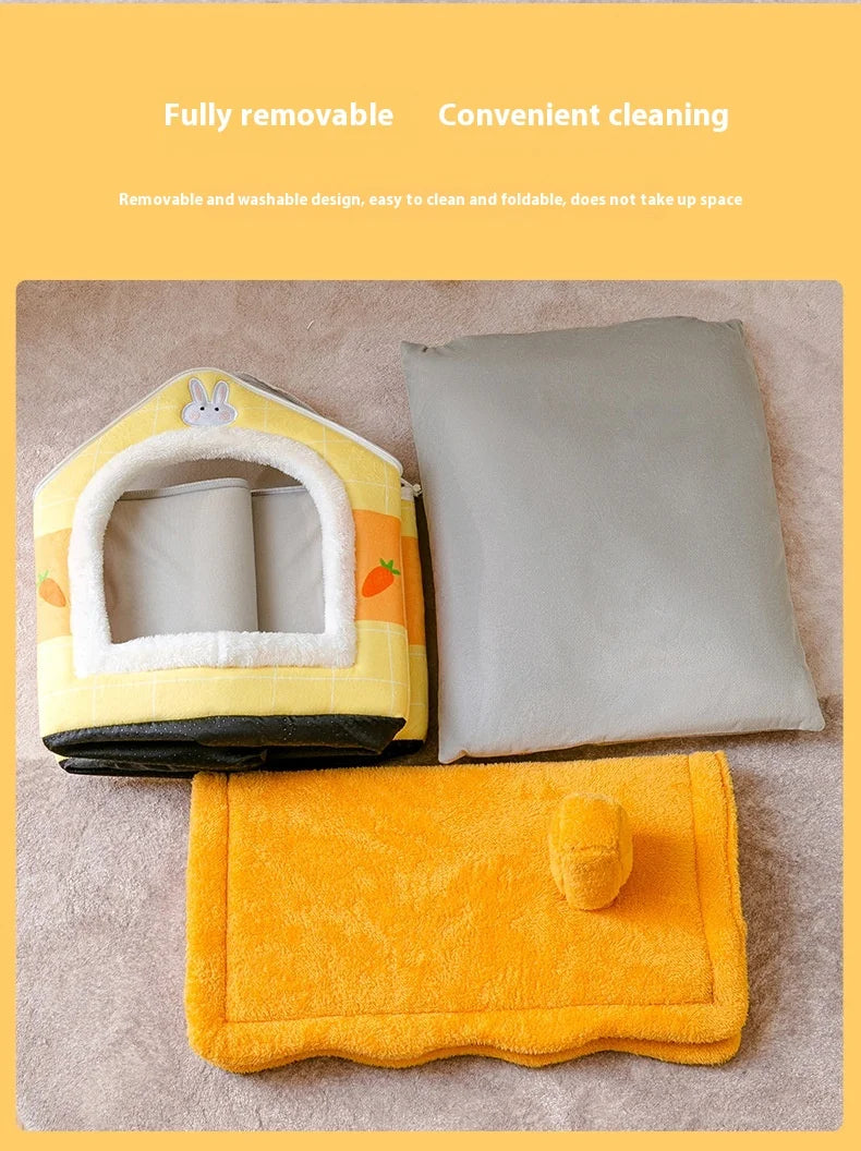 Dog bed Can Be Disassembled and Washed puppy tent For pet , Providing Warmth for Autumn and Winter, with Plush and Non Slip Mats