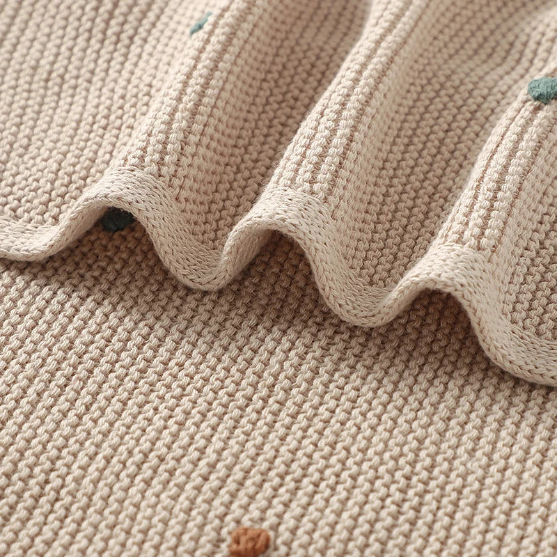 Ultra-Soft Knitted Baby Blanket – 90×70cm Cotton Swaddle Wrap