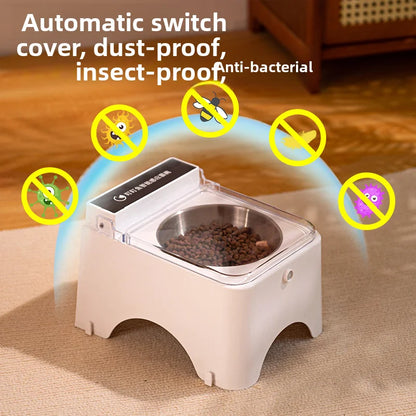 Smart Cat Bowl Pet Feeder Bowl Cat Dog Food Feeder Infrared Sensor Auto Open Cover Smart Feeder Anti-mouse Cat Food Dispenser