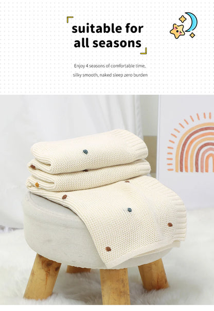 Ultra-Soft Knitted Baby Blanket – 90×70cm Cotton Swaddle Wrap