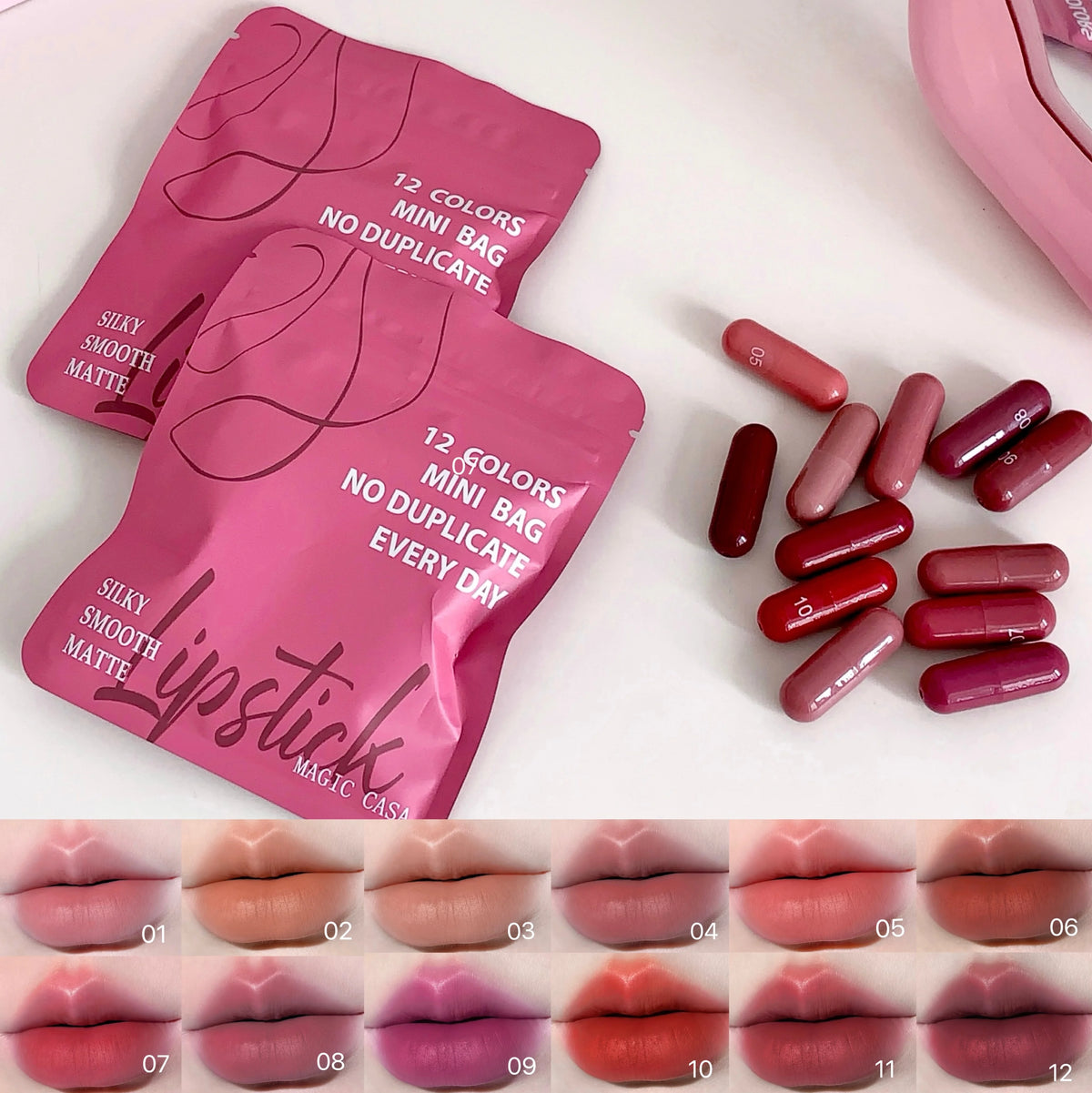 12-Color Matte Lip Balm Set – Long-Lasting Lipstick Gift Kit