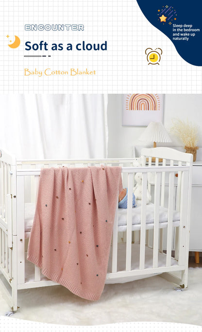 Ultra-Soft Knitted Baby Blanket – 90×70cm Cotton Swaddle Wrap