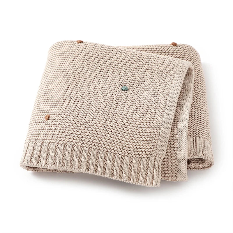 Ultra-Soft Knitted Baby Blanket – 90×70cm Cotton Swaddle Wrap
