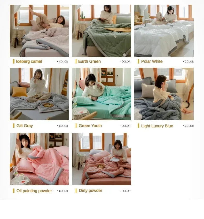 Japanese Quilted Cooling Summer Blanket Super Soft Skin-friendly Quilt Breathable Lightweight Comforter Air-conditioned Duvet