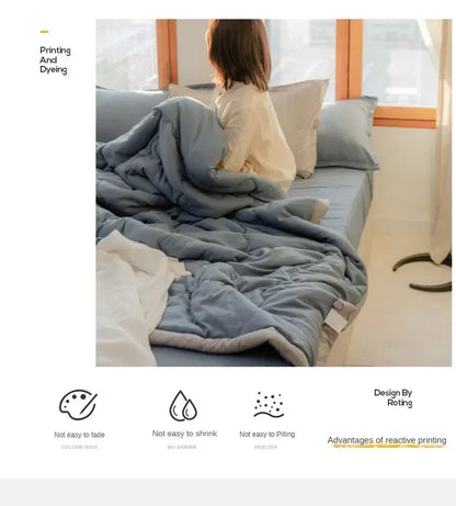 Japanese Quilted Cooling Summer Blanket Super Soft Skin-friendly Quilt Breathable Lightweight Comforter Air-conditioned Duvet