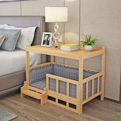 Solid Wood Dog Kennel Pets Bed Smooth Polished Teddy Dog Nest Golden Retriever Detachable Pet Bed Solid Wood Material Cat House