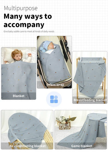 Ultra-Soft Knitted Baby Blanket – 90×70cm Cotton Swaddle Wrap