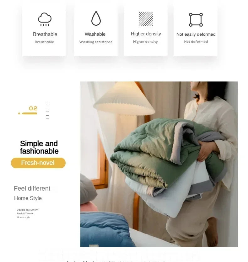 Japanese Quilted Cooling Summer Blanket Super Soft Skin-friendly Quilt Breathable Lightweight Comforter Air-conditioned Duvet