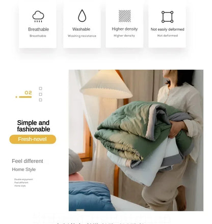 Japanese Quilted Cooling Summer Blanket Super Soft Skin-friendly Quilt Breathable Lightweight Comforter Air-conditioned Duvet