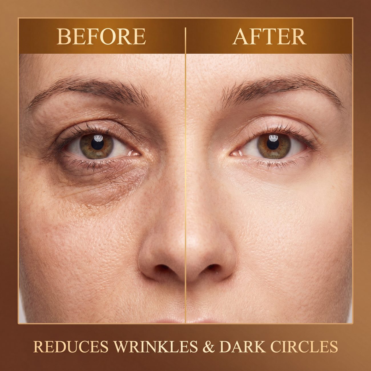 Before and after: reduces wrinkles and dark circles